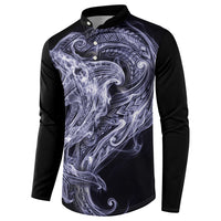 Kikorangi Maori Tribal Hammershark Ghost Spirit Button Sweatshirt