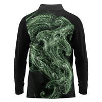 Pounamu Maori Tribal Hammershark Ghost Spirit Long Sleeve Polo Shirt