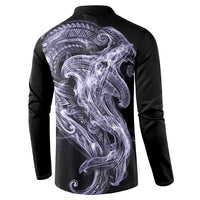 Waiporoporo Maori Tribal Hammershark Ghost Spirit Button Sweatshirt