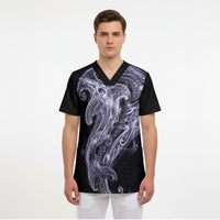 Waiporoporo Maori Tribal Hammershark Ghost Spirit Scrub Top