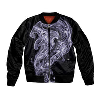 Waiporoporo Maori Tribal Hammershark Ghost Spirit Sleeve Zip Bomber Jacket