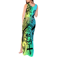 Malampa Fiji Day Tank Maxi Dress Vanuatu Sand Drawing With Polynesian Pattern LT9 - Polynesian Pride