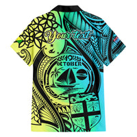 Personalised Malampa Fiji Day Family Matching Short Sleeve Bodycon Dress and Hawaiian Shirt Vanuatu Sand Drawing With Polynesian Pattern LT9 - Polynesian Pride