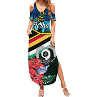 Torba Vanuatu Summer Maxi Dress Sand Drawing With Polynesian Pattern LT9 Women Black - Polynesian Pride