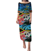 Personalised Torba Vanuatu Puletasi Sand Drawing With Polynesian Pattern LT9 Long Dress Black - Polynesian Pride