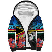 Personalised Torba Vanuatu Sherpa Hoodie Sand Drawing With Polynesian Pattern LT9 Unisex Black - Polynesian Pride