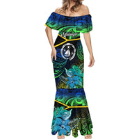 Malampa Day Mermaid Dress Vanuatu Flowers with Malampa Emblem Tribal Pattern LT9 - Polynesian Pride