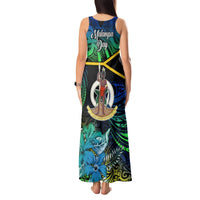 Malampa Day Tank Maxi Dress Vanuatu Flowers with Malampa Emblem Tribal Pattern LT9 - Polynesian Pride