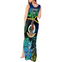 Malampa Day Tank Maxi Dress Vanuatu Flowers with Malampa Emblem Tribal Pattern LT9 - Polynesian Pride