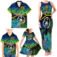 Personalised Malampa Day Family Matching Tank Maxi Dress and Hawaiian Shirt Vanuatu Flowers with Malampa Emblem Tribal Pattern LT9 - Polynesian Pride