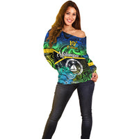 personalised-malampa-day-off-shoulder-sweater-vanuatu-flowers-with-malampa-emblem-tribal-pattern