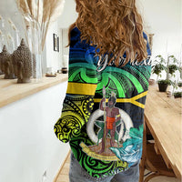 personalised-malampa-day-women-casual-shirt-vanuatu-flowers-with-malampa-emblem-tribal-pattern
