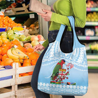 Melanesian Fiji Kula Bird Grocery Bag with Tagimoucia Masi Tapa Pattern