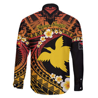 Melanesian Papua New Guinea Family Matching Off The Shoulder Long Sleeve Dress and Hawaiian Shirt Plumeria Bird of Paradise Tribal LT9 - Polynesian Pride