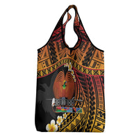 Melanesian Papua New Guinea Grocery Bag Plumeria Bird of Paradise Tribal