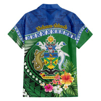 Melanesian Solomon Islands Family Matching Off The Shoulder Long Sleeve Dress and Hawaiian Shirt Tropical Shark Tattoo LT9 - Polynesian Pride