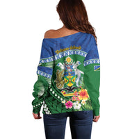 Melanesian Solomon Islands Off Shoulder Sweater Tropical Shark Tattoo