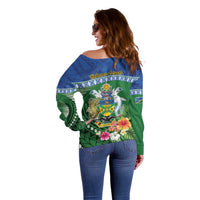 Melanesian Solomon Islands Off Shoulder Sweater Tropical Shark Tattoo