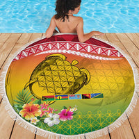 Melanesian Ni-Vanuatu Beach Blanket Sea Turtle with Sand Drawing Pattern
