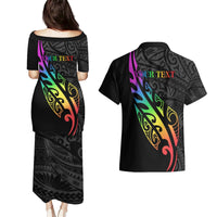 Personalised New Zealand Wellington Pride Couples Matching Puletasi and Hawaiian Shirt Maori Fern with Pride Flag 2024 LT9 - Polynesian Pride