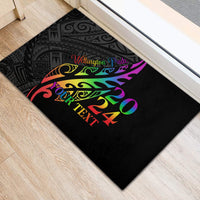Personalised New Zealand Wellington Pride Rubber Doormat Maori Fern with Pride Flag 2024