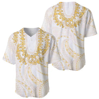 Aloha Lei Onaona Baseball Jersey Beige Hawaiian Tribal Pattern