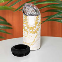 Aloha Lei Onaona 4 in 1 Can Cooler Tumbler Beige Hawaiian Tribal Pattern