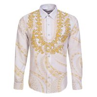 Aloha Lei Onaona Family Matching Long Sleeve Bodycon Dress and Hawaiian Shirt Beige Hawaiian Tribal Pattern