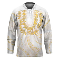 Aloha Lei Onaona Hockey Jersey Beige Hawaiian Tribal Pattern - Polynesian Pride