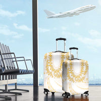 Aloha Lei Onaona Luggage Cover Beige Hawaiian Tribal Pattern