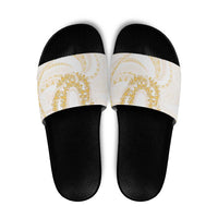 Aloha Lei Onaona Slide Sandals Beige Hawaiian Tribal Pattern - Polynesian Pride