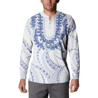 Aloha Lei Onaona Button Sweatshirt Navy Blue Hawaiian Tribal Pattern