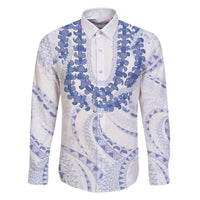 Aloha Lei Onaona Family Matching Short Sleeve Bodycon Dress and Hawaiian Shirt Navy Blue Hawaiian Tribal Pattern