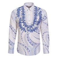 Aloha Lei Onaona Family Matching Tank Maxi Dress and Hawaiian Shirt Navy Blue Hawaiian Tribal Pattern