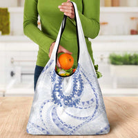 Aloha Lei Onaona Grocery Bag Navy Blue Hawaiian Tribal Pattern