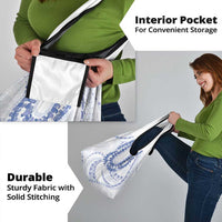 Aloha Lei Onaona Grocery Bag Navy Blue Hawaiian Tribal Pattern