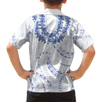 Aloha Lei Onaona Kid Hawaiian Shirt Navy Blue Hawaiian Tribal Pattern
