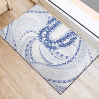 Aloha Lei Onaona Rubber Doormat Navy Blue Hawaiian Tribal Pattern