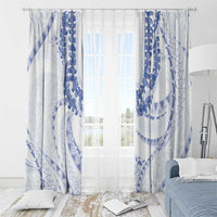 Aloha Lei Onaona Window Curtain Navy Blue Hawaiian Tribal Pattern