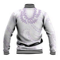 Aloha Lei Onaona Baseball Jacket Purple Hawaiian Tribal Pattern