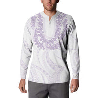 Aloha Lei Onaona Button Sweatshirt Purple Hawaiian Tribal Pattern
