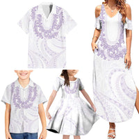 Aloha Lei Onaona Family Matching Summer Maxi Dress and Hawaiian Shirt Purple Hawaiian Tribal Pattern