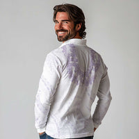 Aloha Lei Onaona Long Sleeve Polo Shirt Purple Hawaiian Tribal Pattern