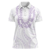 Aloha Lei Onaona Women Polo Shirt Purple Hawaiian Tribal Pattern