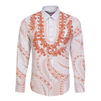 Aloha Lei Onaona Long Sleeve Button Shirt Red Hawaiian Tribal Pattern