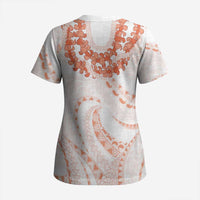 Aloha Lei Onaona Scrub Top Red Hawaiian Tribal Pattern - Polynesian Pride