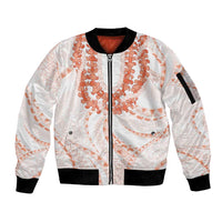 Aloha Lei Onaona Sleeve Zip Bomber Jacket Red Hawaiian Tribal Pattern