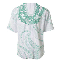 Aloha Lei Onaona Baseball Jersey Sage Green Hawaiian Tribal Pattern