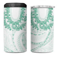 Aloha Lei Onaona 4 in 1 Can Cooler Tumbler Sage Green Hawaiian Tribal Pattern