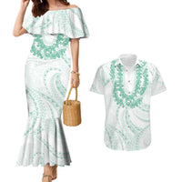 Aloha Lei Onaona Couples Matching Mermaid Dress and Hawaiian Shirt Sage Green Hawaiian Tribal Pattern
